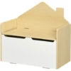 HOMCOM Panca Contenitore Portagiochi Per Bambini In Legno, 62.5x34x61.5cm, Bianco
