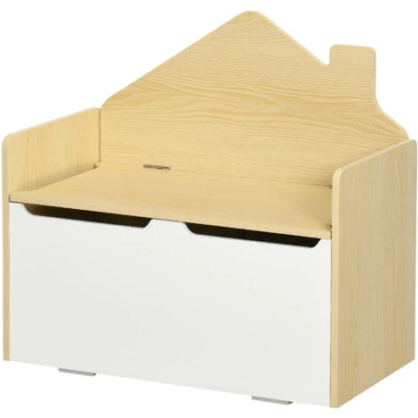 HOMCOM Panca Contenitore Portagiochi Per Bambini In Legno, 62.5x34x61.5cm, Bianco 1 HOMCOM Panca Contenitore Portagiochi Per Bambini In Legno, 62.5x34x61.5cm, Bianco