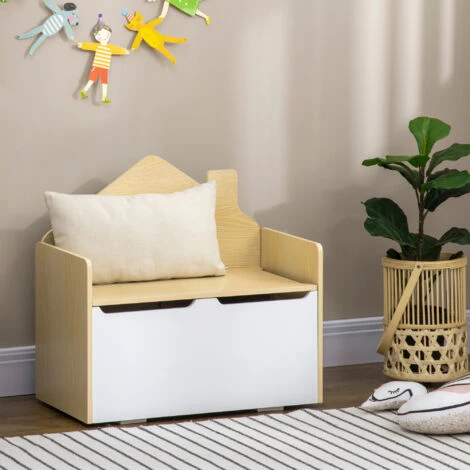 HOMCOM Panca Contenitore Portagiochi Per Bambini In Legno, 62.5x34x61.5cm, Bianco 2 HOMCOM Panca Contenitore Portagiochi Per Bambini In Legno, 62.5x34x61.5cm, Bianco - immagine 2