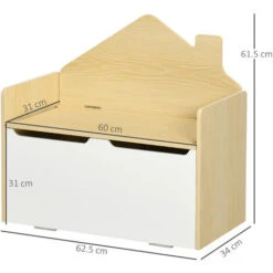 HOMCOM Panca Contenitore Portagiochi Per Bambini In Legno, 62.5x34x61.5cm, Bianco 7 HOMCOM Panca Contenitore Portagiochi Per Bambini In Legno, 62.5x34x61.5cm, Bianco -Armonia Casa 77066496 3