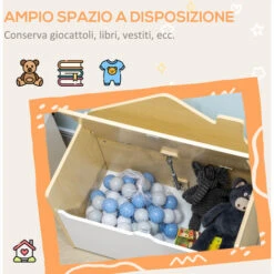 HOMCOM Panca Contenitore Portagiochi Per Bambini In Legno, 62.5x34x61.5cm, Bianco 9 HOMCOM Panca Contenitore Portagiochi Per Bambini In Legno, 62.5x34x61.5cm, Bianco -Armonia Casa 77066496 5