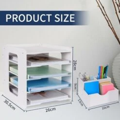 RHAFAYRE Vassoio Per Lettere - Organizer Da Scrivania - Portadocumenti A4 - Per Casa, Ufficio, Scuola (5 Livelli) -Armonia Casa 77205450 4