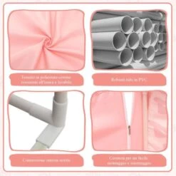 COSTWAY Tenda Da Gioco Per Bambini, Casetta Per Bambini Da Interno Con Tappetino Imbottito Rimovibile, Ideale Per Bambini E Bambine, 105 X 121 X 137 Cm (Rosa) -Armonia Casa 77545114 5