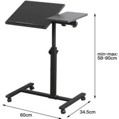 Tavolino Porta PC Scrivania Del Laptop Con Ruote, Altezza E Inclinazione Regolabili, Nero 60 34,5 58/90 Cm 9 Tavolino Porta PC Scrivania Del Laptop Con Ruote, Altezza E Inclinazione Regolabili, Nero 60 34,5 58/90 Cm -Armonia Casa 78021187 5