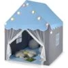 COSTWAY Tenda Da Gioco Per Bambini, Tenda Castello Con Tappetino Lavabile, Luci A Forma Di Stella, Per Interno Ed Esterno, 105 X 121 X 136 Cm (Azzurro)