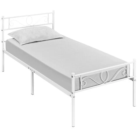 Yaheetech Letto Singolo In Ferro Battuto Con Doghe Struttura Letto In Metallo 96 X 196 Cm Stile Rustico Moderno Bianco 1 Yaheetech Letto Singolo In Ferro Battuto Con Doghe Struttura Letto In Metallo 96 X 196 Cm Stile Rustico Moderno Bianco