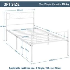 Yaheetech Letto Singolo In Ferro Battuto Con Doghe Struttura Letto In Metallo 96 X 196 Cm Stile Rustico Moderno Bianco 7 Yaheetech Letto Singolo In Ferro Battuto Con Doghe Struttura Letto In Metallo 96 X 196 Cm Stile Rustico Moderno Bianco -Armonia Casa 79264308 3