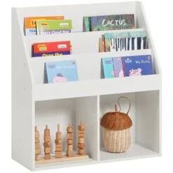 SoBuy Porta Libri A Terra Portariviste Scaffale Libreria Bianco KMB01-W
