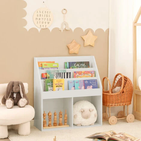 SoBuy Porta Libri A Terra Portariviste Scaffale Libreria Bianco KMB01-W 5 SoBuy Porta Libri A Terra Portariviste Scaffale Libreria Bianco KMB01-W - immagine 5