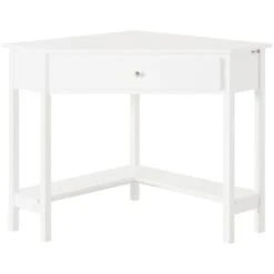 SoBuy Tavolo Angolare,Tavolo Consolle, Con Cassetto, Bianco,triangolo,FWT31-W