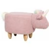 Pouf Animaletto A Forma Di Unicorno In Tessuto Bianco Gambe In Legno Unicorn