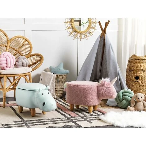 Pouf Animaletto A Forma Di Unicorno In Tessuto Bianco Gambe In Legno Unicorn 2 Pouf Animaletto A Forma Di Unicorno In Tessuto Bianco Gambe In Legno Unicorn - immagine 2