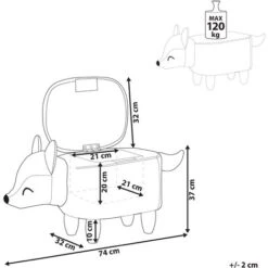 Sgabello Contenitore Per Bambini A Forma Di Volpe In Tessuto Arancione Con Gambe In Legno Fox -Armonia Casa 80145195 3