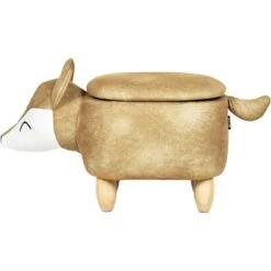 Sgabello Contenitore Per Bambini A Forma Di Volpe In Tessuto Arancione Con Gambe In Legno Fox -Armonia Casa 80145195 5