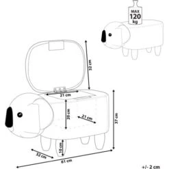 Sgabello Contenitore Per Bambini A Forma Di Volpe In Tessuto Grigio Con Gambe In Legno Coala -Armonia Casa 80145217 3