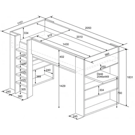 Letto A Soppalco Murphy Per Un Bambino Nero Grafite E Bianco Opaco Con Scrivania Bianco E Nero 5 Letto A Soppalco Murphy Per Un Bambino Nero Grafite E Bianco Opaco Con Scrivania Bianco E Nero - immagine 5