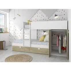 Letto A Castello Wilson Per Due Bambini Bianco Opaco E Rovere Con Armadio Rovere E Bianco 8 Letto A Castello Wilson Per Due Bambini Bianco Opaco E Rovere Con Armadio Rovere E Bianco -Armonia Casa 80330157 4