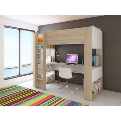 Letto A Soppalco Murphy Per Un Bambino Rovere E Bianco Opaco Con Scrivania Rovere E Bianco 1 Letto A Soppalco Murphy Per Un Bambino Rovere E Bianco Opaco Con Scrivania Rovere E Bianco