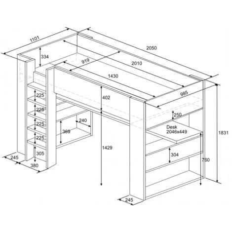 Letto A Soppalco Murphy Per Un Bambino Rovere E Bianco Opaco Con Scrivania Rovere E Bianco 4 Letto A Soppalco Murphy Per Un Bambino Rovere E Bianco Opaco Con Scrivania Rovere E Bianco - immagine 4