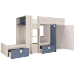 Letto A Castello Alvin Per Due Bambini Blu Fumo Rovere E Bianco Opaco Con Armadio Blu, Rovere E Bianco 7 Letto A Castello Alvin Per Due Bambini Blu Fumo Rovere E Bianco Opaco Con Armadio Blu, Rovere E Bianco -Armonia Casa 80330161 3