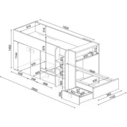 Letto A Castello Alvin Per Due Bambini Blu Fumo Rovere E Bianco Opaco Con Armadio Blu, Rovere E Bianco 9 Letto A Castello Alvin Per Due Bambini Blu Fumo Rovere E Bianco Opaco Con Armadio Blu, Rovere E Bianco -Armonia Casa 80330161 5