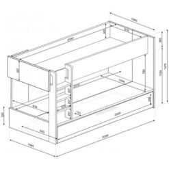 Letto A Castello Charlie Per Tre Bambini Bianco Opaco E Rovere Rovere E Bianco -Armonia Casa 80403353 5