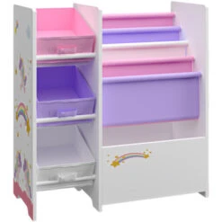 Scaffale 'Vimianzo' Per Cameretta Con Contenitori Morbidi E Cassetti Pieghevoli Porta Giochi - Mobile A Misura Di Bimbi - Decorazione Unicorno [en.casa] -Armonia Casa 80434099 4