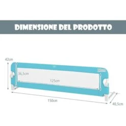 COSTWAY Sponda Letto Di Sicurezza Per Bambini, Barriera Letto Pieghevole E Portatile, Con Cinghie, Lunghezza Regolabile: 95-190 Cm (Blu) -Armonia Casa 80594005 5