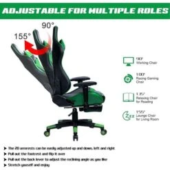 WOLTU Sedia Gaming Sedie Da Ufficio Girevole Poggiapiedi Retrattile Poltrona PU Verde -Armonia Casa 80878829 5