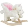 WOLTU Cavallo A Dondolo In Legno Unicorno Giocattolo Cavalcabile Per Bambini Bianco + Rosa