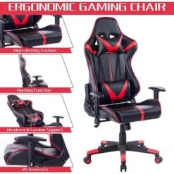 WOLTU Sedia Da Gaming Ergonomica Poltrona Da Gioco Regolabili Per Studio Ufficio Rosso -Armonia Casa 80879569 4