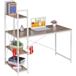 WOLTU Scrivania Con 4 Ripiani Tavolo Porta PC Computer Casa Ufficio 120cm Ruggine+nero -Armonia Casa 80879717 4