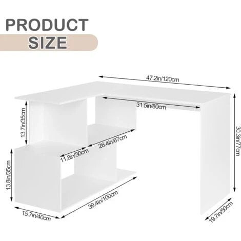 WOLTU Scrivania Angolare A 3 Ripiani Con Mensola Tavolo Da Lavoro Ufficio Legno 2 WOLTU Scrivania Angolare A 3 Ripiani Con Mensola Tavolo Da Lavoro Ufficio Legno - immagine 2