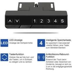 Randaco Scrivania Regolabile In Altezza Elettricamente Telescopica Fino A 80kg, Grigia -Armonia Casa 80885783 3