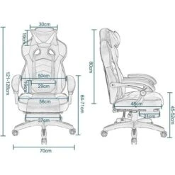 WOLTU Poltrona Sedia Gaming Ufficio PU Reclinabile Con Poggiapiedi Collo Cuscino Rosso -Armonia Casa 81034637 3