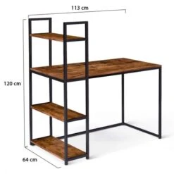 Scrivania Libreria DAYTON Con Piano Effetto Invecchiato, Design Industriale -Armonia Casa 81211810 5