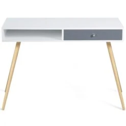 Scrivania Scandinava EFFIE Cassetto Bianco Legno Grigio -Armonia Casa 81211829 4