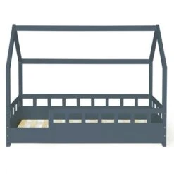 Letto A Capanna Per Bambini 80 X 160 CM NEREE Grigio Con Struttura Letta E Sponde -Armonia Casa 81211855 4