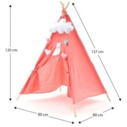 Tenda Tipi Per Bambini Montessori Robincool Kalpana 80x80x110 Cm Pieghevole Uso Interno E Esterno Fabbricata In Tessuto Rosa -Armonia Casa 81222077 4