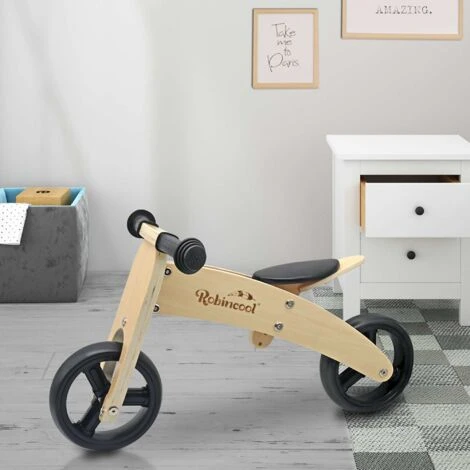 Bicicletta Senza Pedali Montessori Robincool Fast Wheels 63x32x36 Cm Trasformabile In Triciclo In Legno Eco Color Natural E Nero 2 Bicicletta Senza Pedali Montessori Robincool Fast Wheels 63x32x36 Cm Trasformabile In Triciclo In Legno Eco Color Natural E Nero - immagine 2
