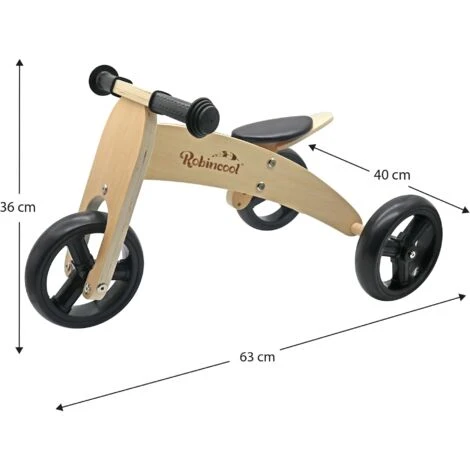 Bicicletta Senza Pedali Montessori Robincool Fast Wheels 63x32x36 Cm Trasformabile In Triciclo In Legno Eco Color Natural E Nero 4 Bicicletta Senza Pedali Montessori Robincool Fast Wheels 63x32x36 Cm Trasformabile In Triciclo In Legno Eco Color Natural E Nero - immagine 4