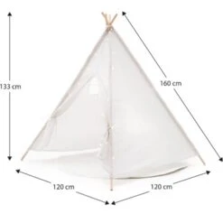 Tenda Tipi Bambini Montessori Robincool Koda 120x120x150 Cm Pieghevole Uso Interno E Esterno In Tessuto Bianco Luci Tappeto -Armonia Casa 81222101 4