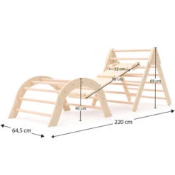 Palestra Per Bambini Montessori Metodo Pikler Robincool Climb 66x84,5x73,2 Cm In Legno Ecologico Con Arco Rampicante E Scivolo -Armonia Casa 81222103 4