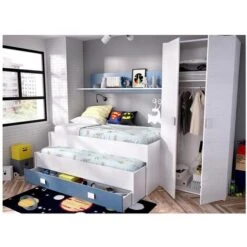 LETTO COMPATTO CON SCAFFALE SEAL - Artic /Acquamarina