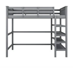 Letto Per Bambini 140 X 200 Cm Letto In Legno Grigio Con Ripostiglio E Scrivania, Protezione Anticaduta -Armonia Casa 81608842 4