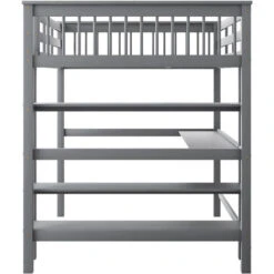 Letto Per Bambini 140 X 200 Cm Letto In Legno Grigio Con Ripostiglio E Scrivania, Protezione Anticaduta -Armonia Casa 81608842 5
