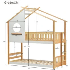 Letto Per Bambini 90x200cm Letto A Castello Con Scala E Telaio In Pino, Naturale+Bianco 9 Letto Per Bambini 90x200cm Letto A Castello Con Scala E Telaio In Pino, Naturale+Bianco -Armonia Casa 81608870 5