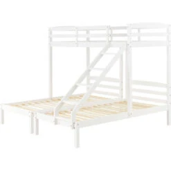 Letto Per Bambini 90 X 200 Cm Letto Triplo In Legno Con Scala Laterale, Bianco 7 Letto Per Bambini 90 X 200 Cm Letto Triplo In Legno Con Scala Laterale, Bianco -Armonia Casa 81608872 3