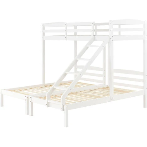 Letto Per Bambini 90 X 200 Cm Letto Triplo In Legno Con Scala Laterale, Bianco 3 Letto Per Bambini 90 X 200 Cm Letto Triplo In Legno Con Scala Laterale, Bianco - immagine 3