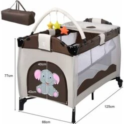 DREAMADE 3 In 1 Lettino Da Campeggio Per Bambini, Letto Pieghevole Con Fasciatoio E Giocattolo Appeso, Meterasso Imbottito, Culla Co-Sleeping Per Bambini 0-36 Mesi, 125 X 66 X 77 Cm (Brown) 9 DREAMADE 3 In 1 Lettino Da Campeggio Per Bambini, Letto Pieghevole Con Fasciatoio E Giocattolo Appeso, Meterasso Imbottito, Culla Co-Sleeping Per Bambini 0-36 Mesi, 125 X 66 X 77 Cm (Brown) -Armonia Casa 81846741 5
